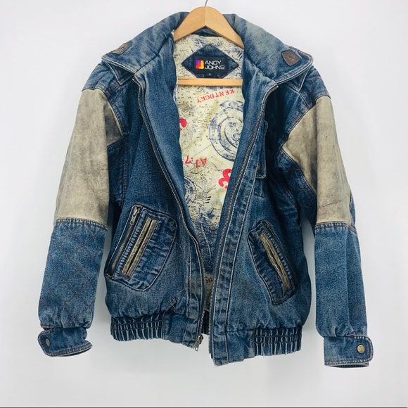 vintage denim bomber jacket
